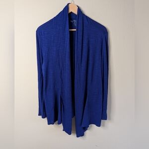 Chico's Open Front Cardigan Womens Size 2 Blue 100% Viscose Draped Lightweight